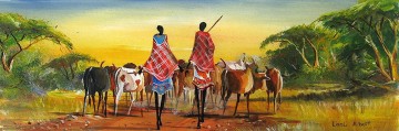 アフリカからの移動中の牧畜民 Oil Paintings